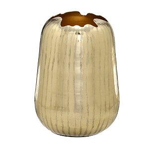 VASO DECORATIVO EM ALUMINIO NA COR DOURADO 24CM