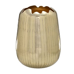 VASO DECORATIVO EM ALUMINIO NA COR DOURADO 30,5CM