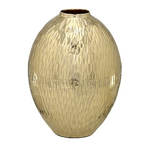 VASO DECORATIVO EM ALUMINIO COM TEXTURA DOURADO 24,5CM