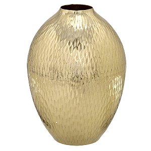VASO DECORATIVO EM ALUMINIO COM TEXTURA DOURADO 30,5CM