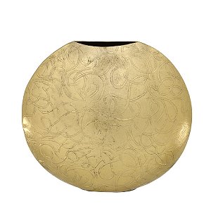 VASO DOURADO DECORATIVO EM ALUMINIO COM TEXTURA 28CM