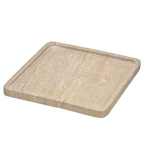 BANDEJA QUADRADA DECORATIVA EM MARMORE NA COR MARROM 33CM