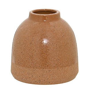 VASO DECORATIVO EM PORCELANA BEGE E CARAMELO E PRETO 17,5CM