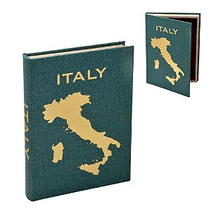 CAIXA LIVRO ITALY DECORATIVA EM MDF DOURADO E VERDE 36CM