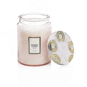 VELA POTE VIDRO G 100H RELEVO PANJORE LYCHEE VOLUSPA