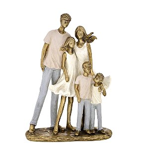 ESCULTURA FAMILIA DECORATIVA COM MENINA E 2 FILHOS