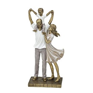 ESCULTURA FAMILIA DECORATIVA COM MENINO EM RESINA