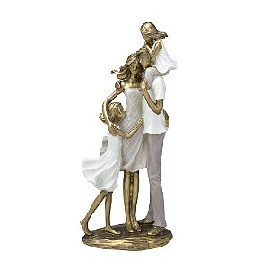 ESCULTURA FAMILIA DECORATIVA COM 2 FILHAS MENINAS EM RESINA