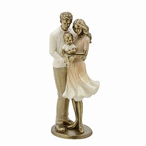 ESCULTURA FAMILIA DECORATIVA COM CRIANÇA DE COLO