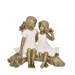 ESCULTURA MENINAS DECORATIVAS EM RESINA