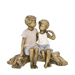ESCULTURA MENINOS DECORATIVOS EM RESINA