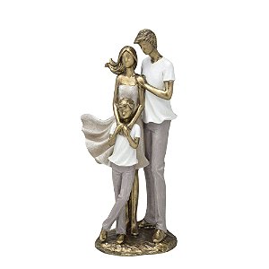 ESCULTURA FAMILIA DECORATIVA COM MENINO EM RESINA