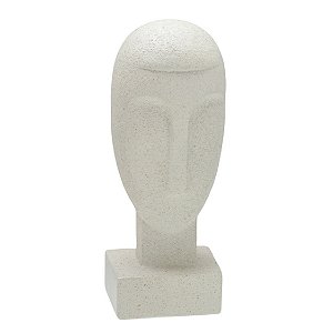ESCULTURA FACE DECORATIVA EM RESINA NA COR AREIA 25,5CM