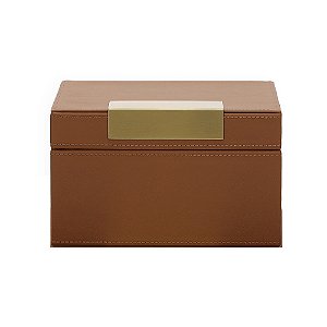 CAIXA EM MDF COM REVESTIMENTO EM PU  CARAMELO MART 20cm