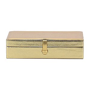 CAIXA EM MDF COM REVESTIMENTO EM PU DOURADO MART 29cm