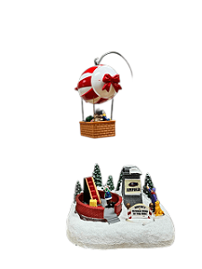 Vila Natalina Balao do Papai Noel c/ Led e Musica Pilha 3AA