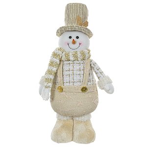 BONECO DE NEVE NATAL EM PE CHAMPANHE 32CM FLORARTE