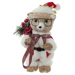 URSO DECORATIVO EM PE ROUPA PAPAI NOEL VERMELHO 27CM