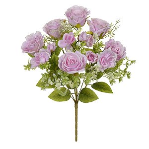 BUQUE DE ROSAS MICROP 15 BOTOES ROSA OUTONO 43CM FLORARTE