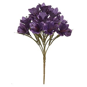 BUQUE ASTROMELIA CETIM 15 BOTOES PURPURA OUTONO 34CM