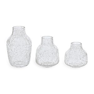 TRIO DE VASO DECORATIVOS EM VIDRO INCOLOR MART