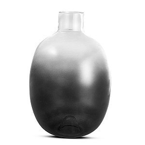 VASO BOJUDO DECORATVO EM VIDRO CINZA MART 48CM