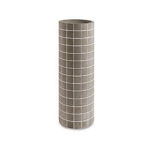 VASO GEOMETRICO EM CIMENTO CINZA E BRANCO MART 28CM