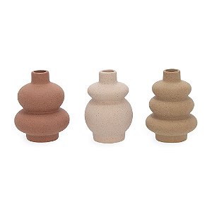 KIT 3 MINIVASO GEOMETRICO EM CERAMICA COLORIDO MART