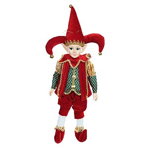 BONECO NATAL PIERROT PENDURAR (VERMELHO VERDE) 45cm