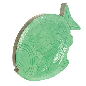 ESCULTURA PEIXE DECORATIVO MADEIRA VERDE 24CM FLORARTE