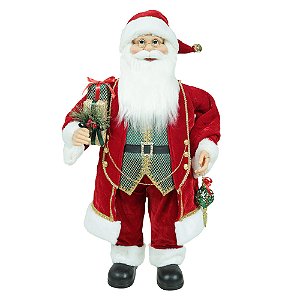 PAPAI NOEL NATAL EM PE (VERMELHO DOURADO) 90cm FLORARTE