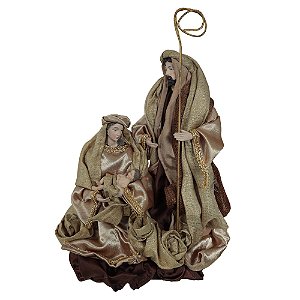 SAGRADA FAMILIA RESINA E TECIDO MARROM 30CM FLORARTE