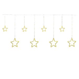CORTINA 816 LED MEMORIZA FUNCAO 9 ESTRELAS MACHO FEMEA BIVOLT BRANCO QUENTE