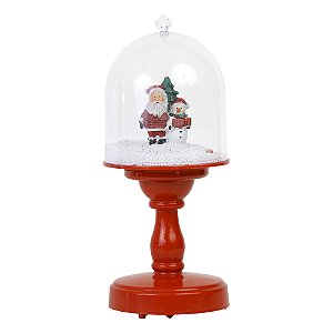 GLOBO NO PEDESTAL VERMELHA DECORATIVA COM SOM E NEVE FLORARTE