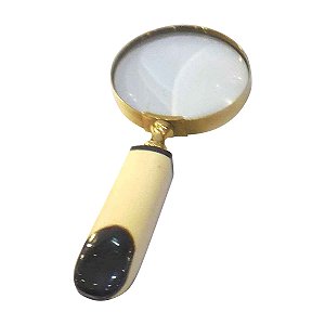 LUPA DE AUMENTO DECOR DE METAL DOURADO C/CABO DE RESINA 20cm