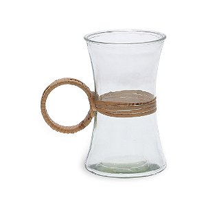 VASO EM VIDRO E FIBRA NATURAL 20CM