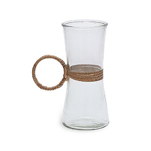 VASO EM VIDRO E FIBRA NATURAL 24,5CM