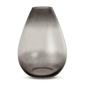 VASO BOJUDO  EM VIDRO CINZA MART 34,5CM