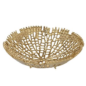 CENTRO DE MESA DECORATIVO EM ALUMINIO NA COR DOURADO 10CM