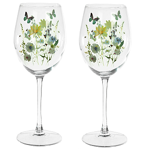 KIT 2 TACA VINHO BRANCO 450ml BUTTERFLY FLORARTE