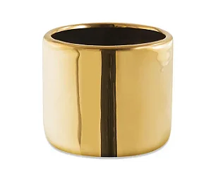 CACHEPOT REDONDO EM CERAMICA DOURADO MART