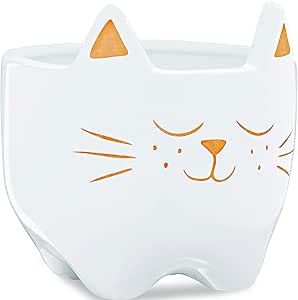CACHEPOT BRANCO GATO EM CERAMICA MART