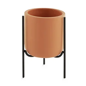 CACHEPOT EM CIMENTO SUPORTE EM METAL TERRACOTA MART 12,5cm