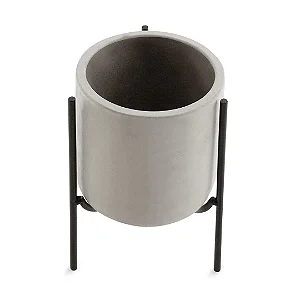 CACHEPOT EM CIMENTO C/ SUPORTE CINZA MART 12,5cm
