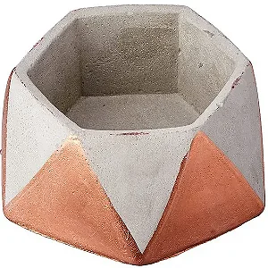 Cachepot Geométrico em Cimento Acabamento Metalizado MART