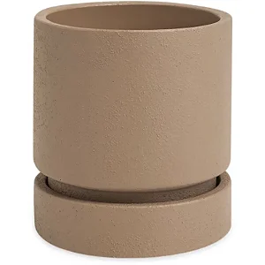 CACHEPOT EM CIMENTO COM PRATO MARROM MART