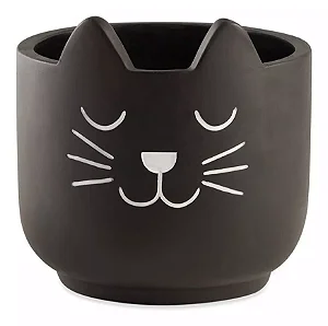 CACHEPOT GATO EM CIMENTO PRETO MART 15,5cm
