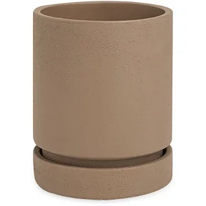 Cachepot Cilíndrico em Cimento com Prato 17cm MART