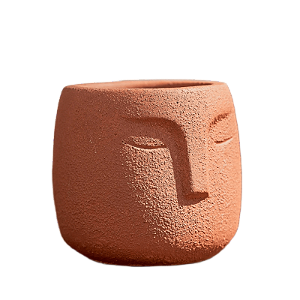 CACHEPOT ROSTO TERRACOTA EM CIMENTO TERRACOTA MART