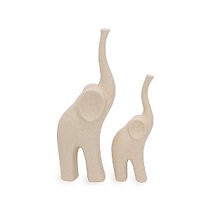 KIT ESCULTURA ELEFANTES EM CERAMICA MART